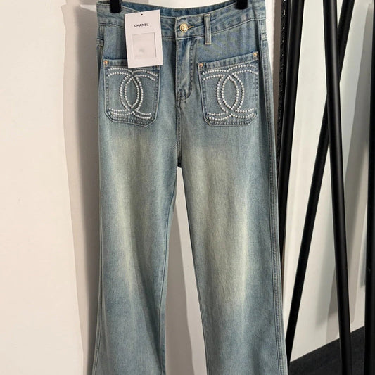 Chanel 2026 Jeans with Pearl Logo Blue Cotton 150099