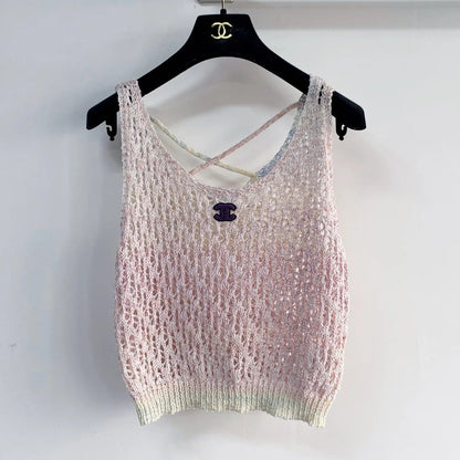Chanel 2026 Vest Pink and Gray Wool Cashmere 166789