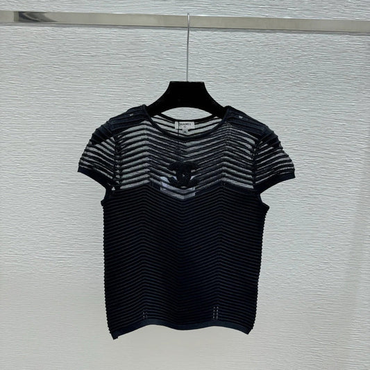 Chanel 2026 Hollow-Out Crew Neck Knitted Short-Sleeve Viscose Polyester 170694