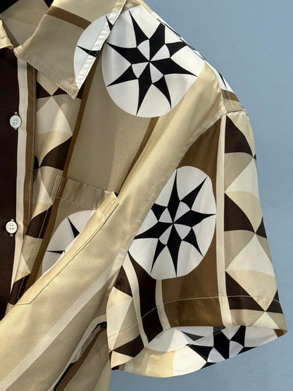 Loewe 25 Shirt Beige Brown Silk