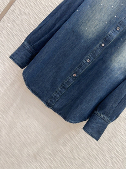 Miu Miu 25 Denim Shirt Blue Cotton Polyester