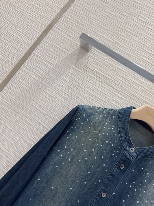 Miu Miu 25 Denim Shirt Blue Cotton Polyester