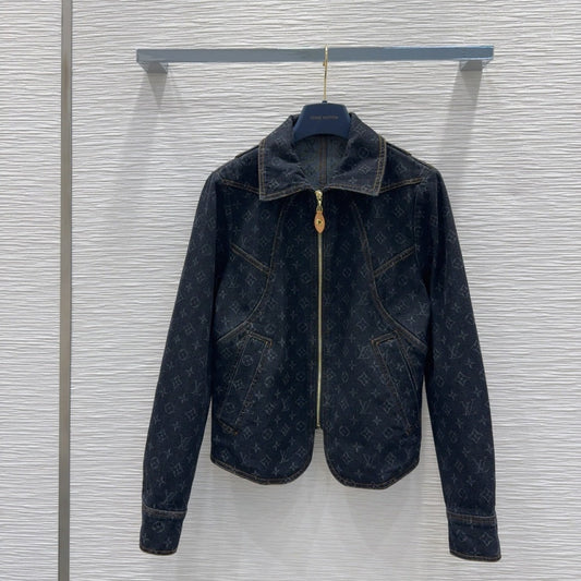 LV 25 Denim Jacket Black Blue Cotton