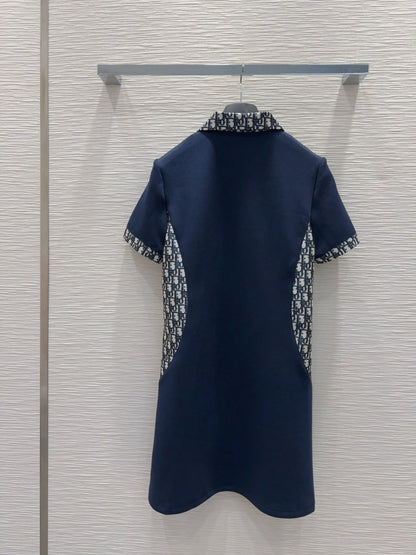 CD 25 Monogram Dress Blue mix Beige Polyester