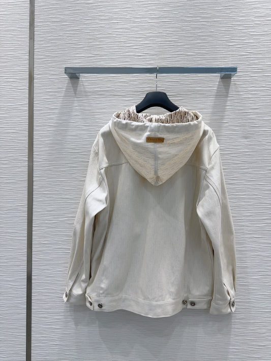CD 2025 Hoodie Jacket Light Beige Cotton