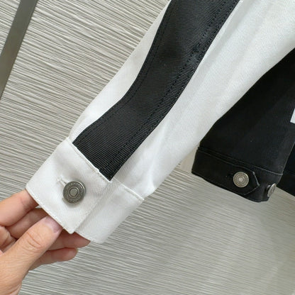 CD 2025 "Dior" Bomber Jacket Black White Cotton