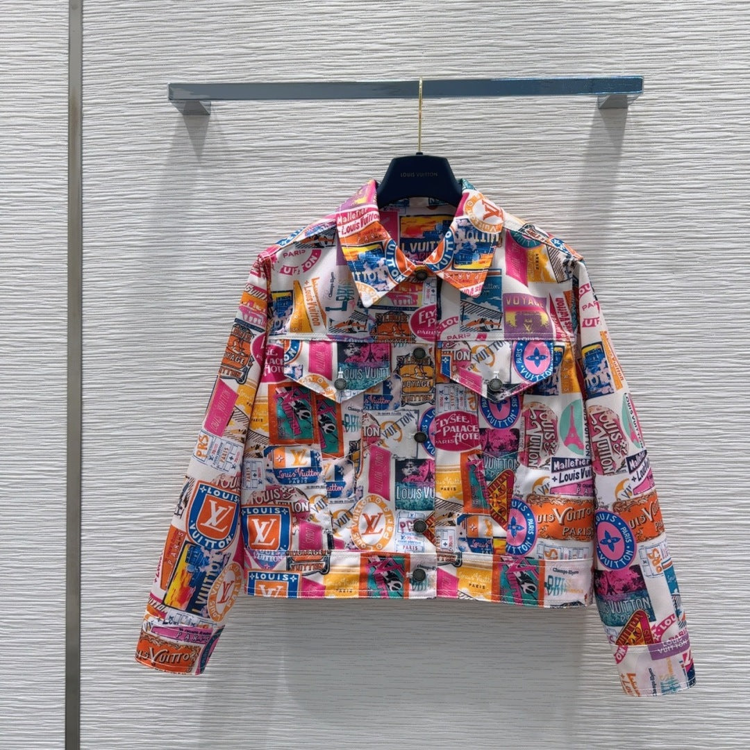LV 25 Cheerful Pattern Jacket Mulicolor Polyester Cotton