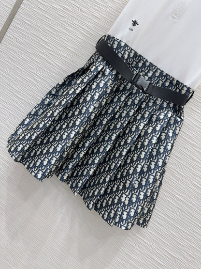 CD 2025 Vest Dress White mix Navy blue Cotton Polyester