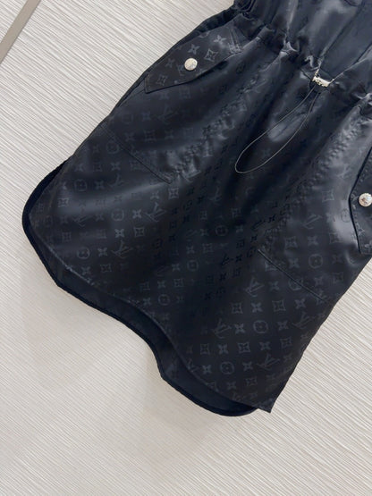 LV 25 Elastic Waist Dress Black Polyester