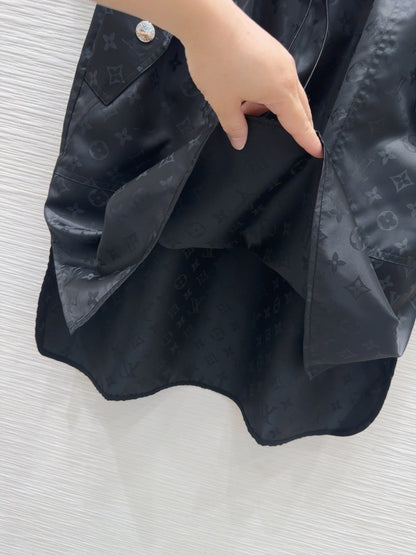 LV 25 Elastic Waist Dress Black Polyester