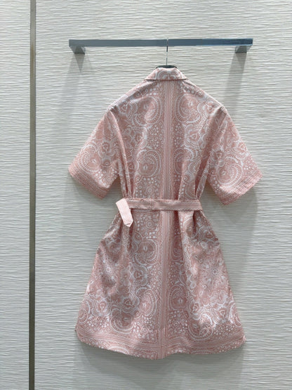 CD 2025 Floral Short Dress Pink Cotton