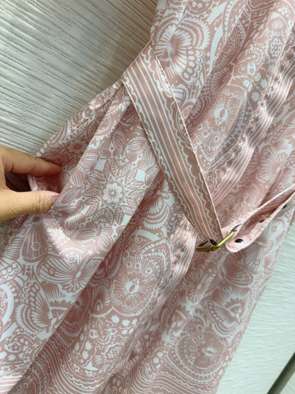 CD 2025 Floral Short Dress Pink Cotton