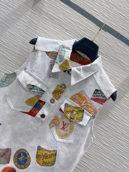LV 25 Unique Logo Dress Multicolor Cotton