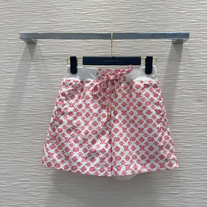 LV 25 Classic Flower Shorts Pink White Poliester