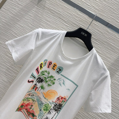 CD 25 T-shirt White with Colorful tencel wool nylon