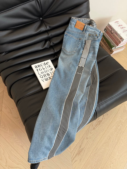 CD 25 Straight-leg Jeans With Double-sided Webbing Stitching Light blue Cotton