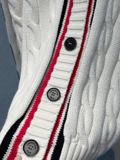 CD 25 Cardigan White Red Black Cotton
