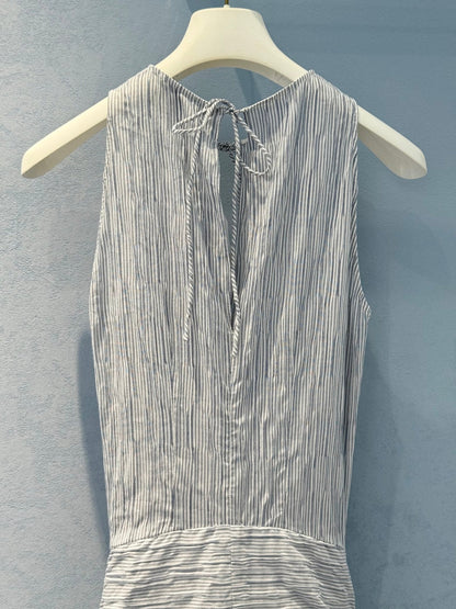 Loewe 25 Sleeveless Dress Blue mix White Cotton Polyamide