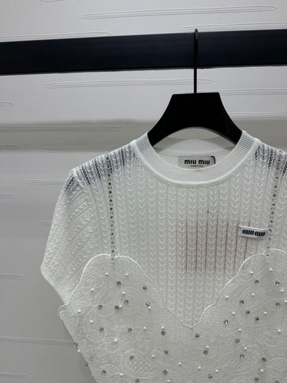 Miu 25 T- Shirt Wool with Lace 233541