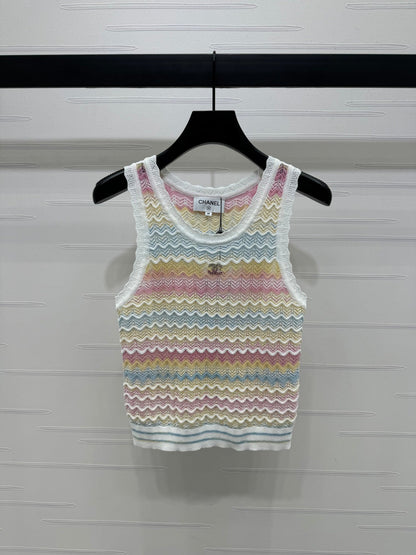 Chanel 25 Multicolor Striped Knitted Tank Top