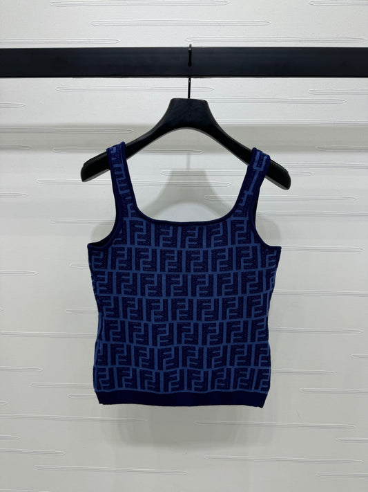 Fendi 25 Blue Knit Tank Top