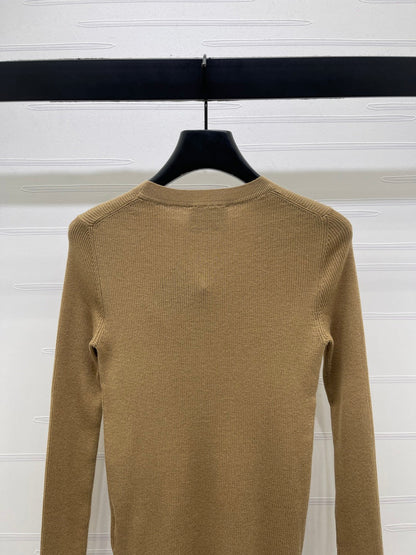 Prada Logo-Intarsia Wool Jumper Camel Wool 351032