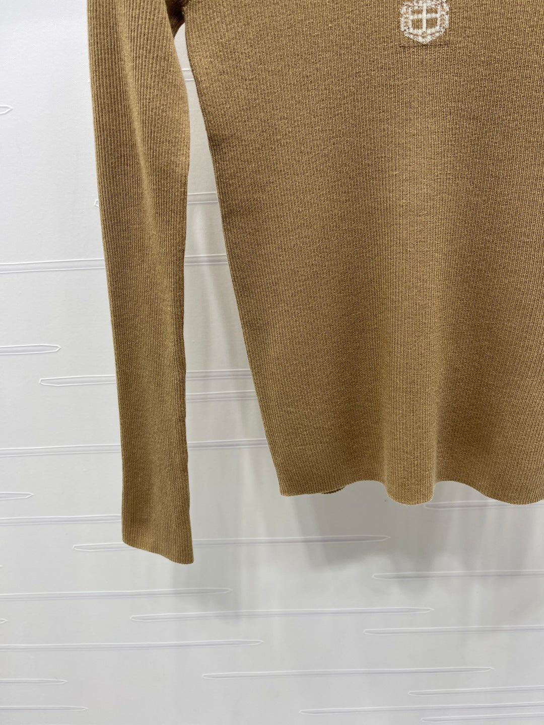 Prada Logo-Intarsia Wool Jumper Camel Wool 351032
