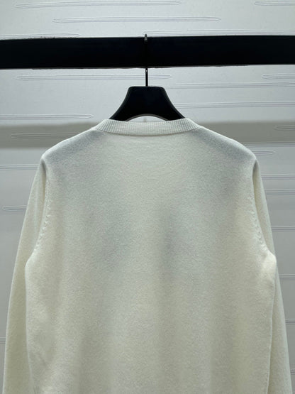 CD SS26 Beaded Floral Cardigan Ivory Wool 351064