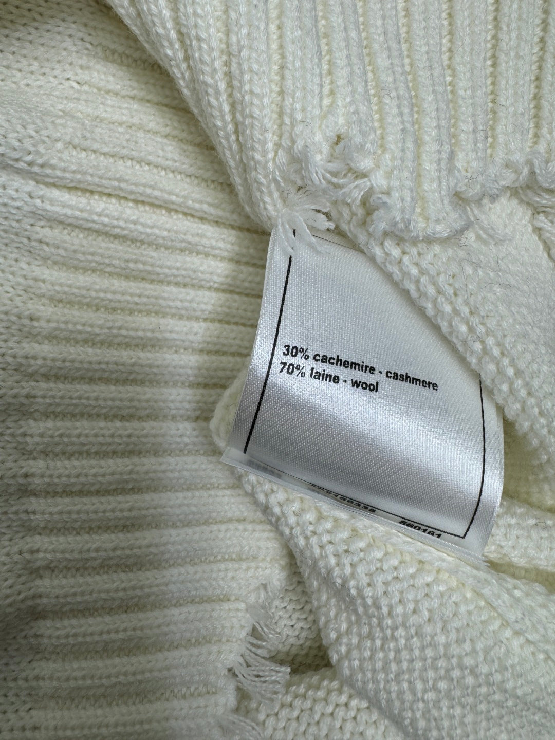 CC Short Sleeve Knitted Sweater White Black Cashmere Wool 351022