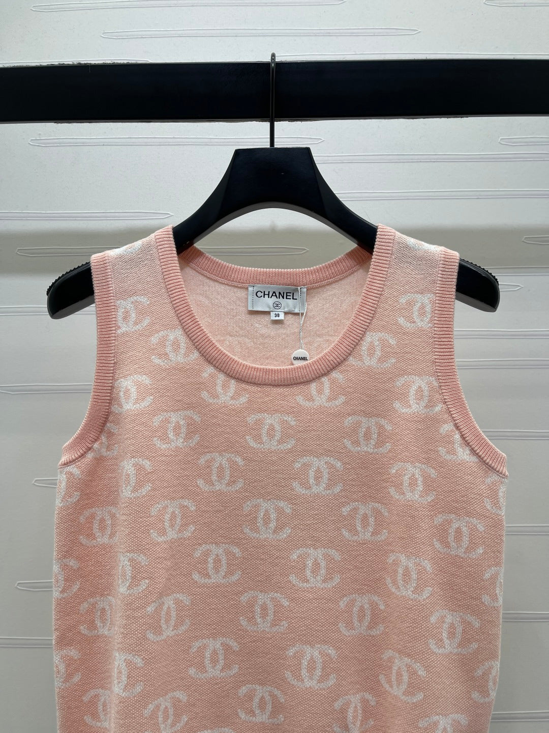 CC 26sJacquard Knit Vest Pink Wool 344122
