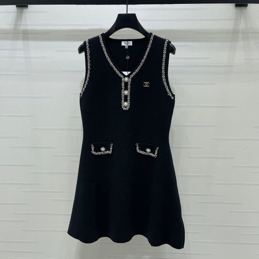 Chanel 2026 Vest Dress Black Wool Acrylic 136376