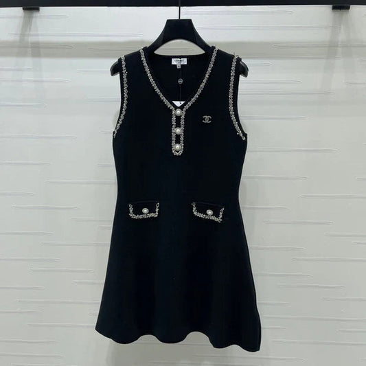 Chanel 2026 Vest Dress Black Wool Acrylic 136376