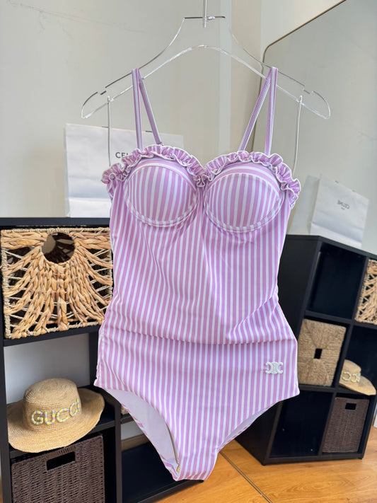 Celine Bikini Pink White Cotton 185843