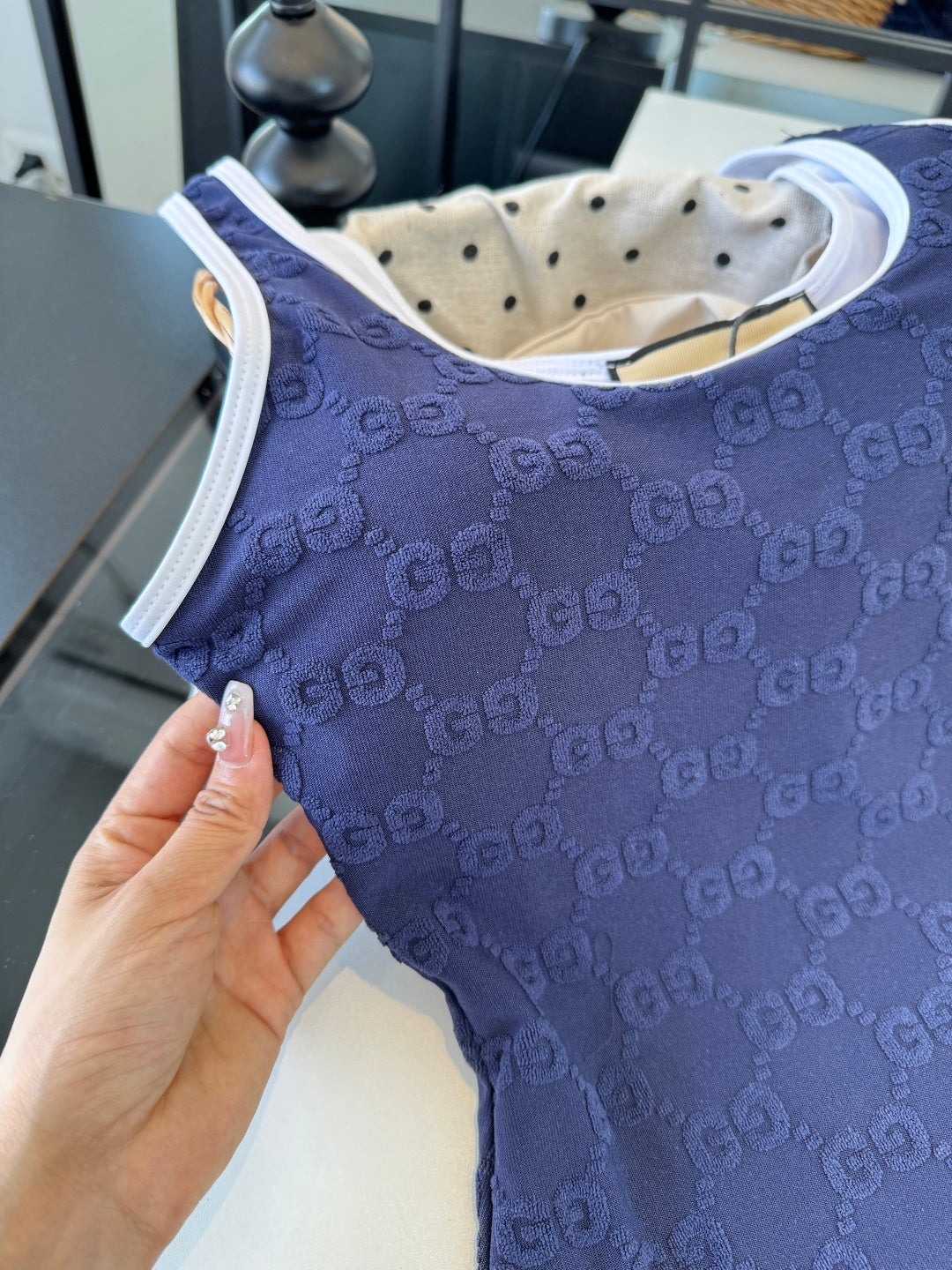 Gucci 26s One-Piece Navy Blue Cotton 184232