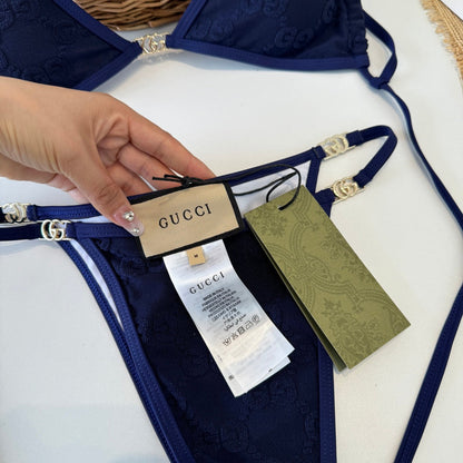 Gucci 26s Swimsuit Navy Blue Colorful Cotton