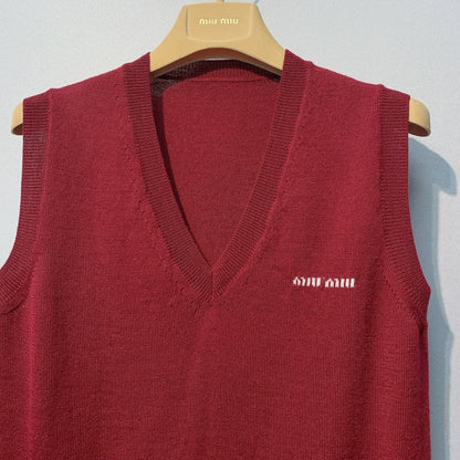 Miu Miu Sweater Vest Burgundy Wool 342085