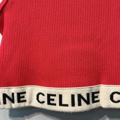 Celine SS26 Ribbed Logo Striped Tank Top Red Wool 350954