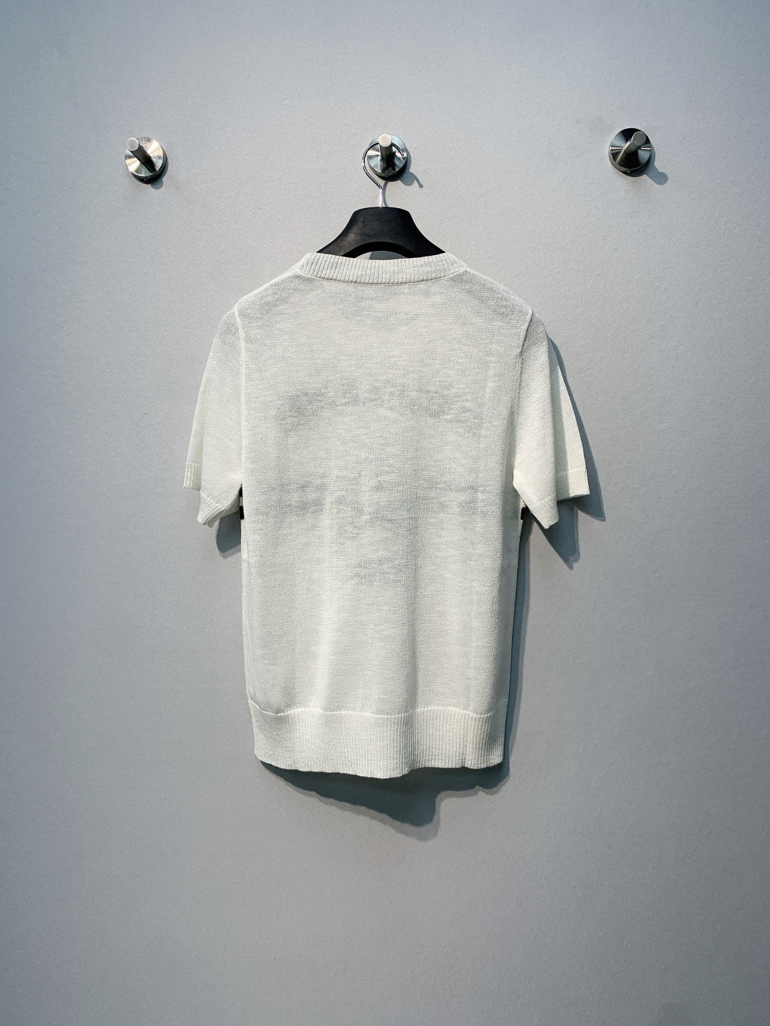 CD SS26 Signature and Star Short-Sleeved Sweater White Wool 350914