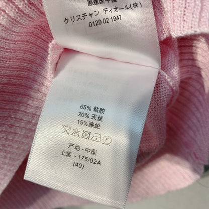 CD SS26 Signature and Star Short-Sleeved Sweater Light Pink Wool 350916