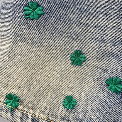 CD Clover Embroidered Shorts Jeans Blue Stonewashed Cotton 350922