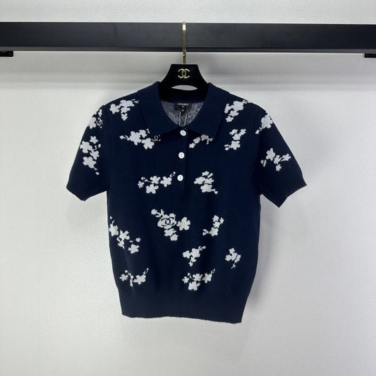 CC Polo Navy Blue & White Wool 346020