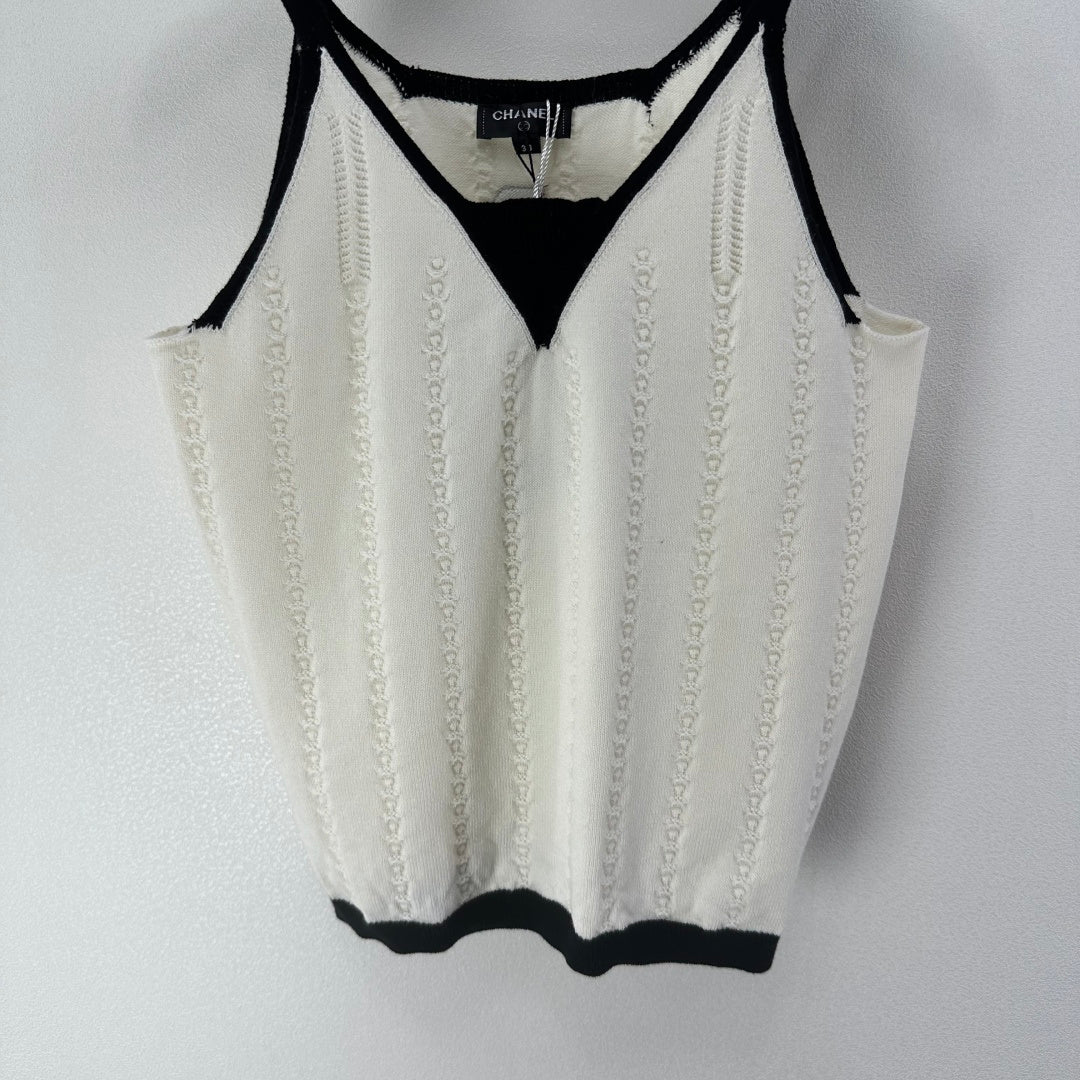 CC 26S Knit Cami Tank Top White Cotton 348994
