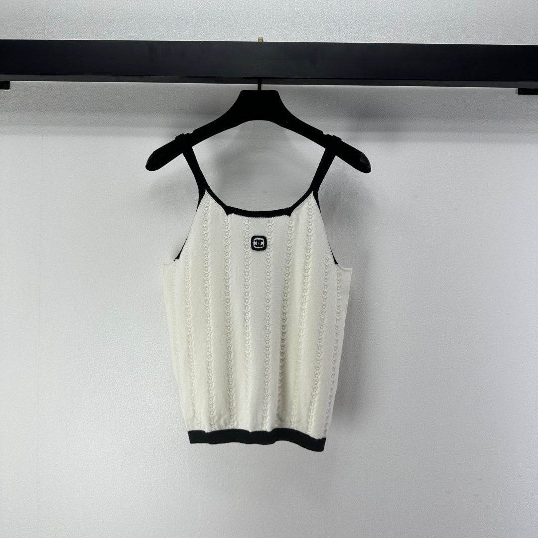 CC 26S Knit Cami Tank Top White Cotton 348994