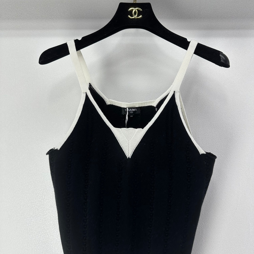 CC 26S Knit Cami Tank Top Black Cotton 348995