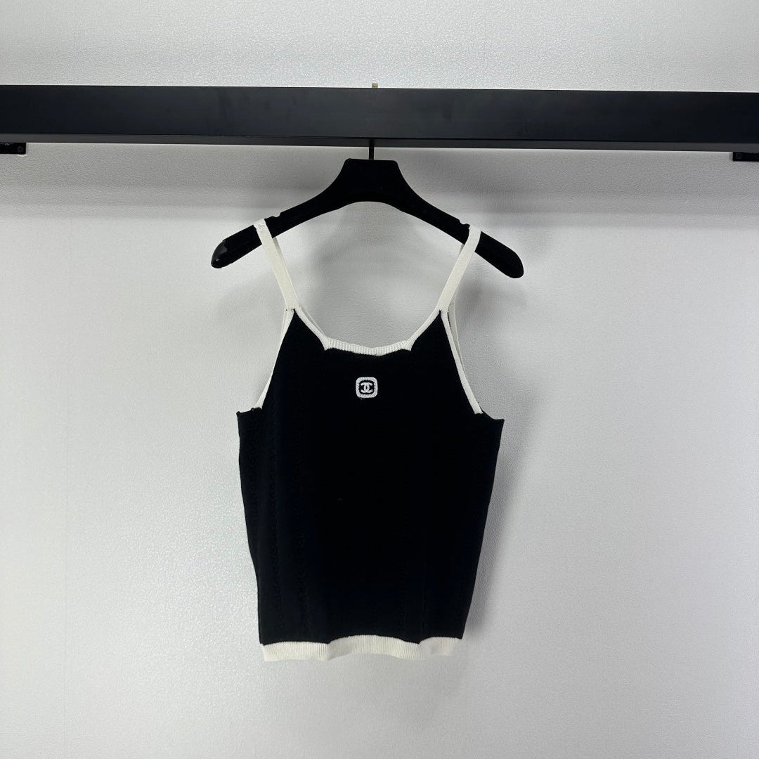 CC 26S Knit Cami Tank Top Black Cotton 348995