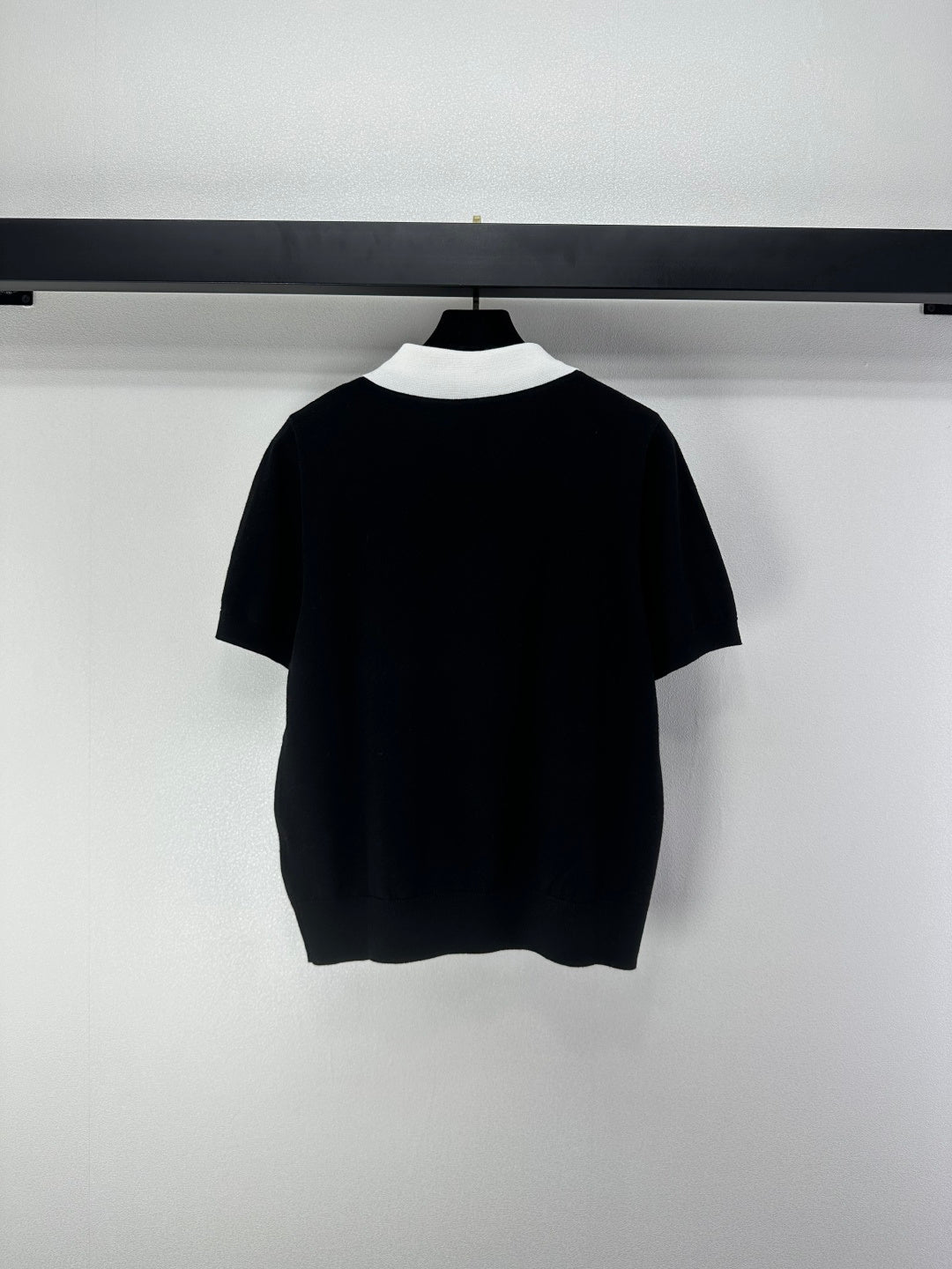 Celine Short-sleeved Polo Shirt Black Cashmere Wool 349073