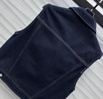 Fendi 25C Embroidered Denim Vest 228894