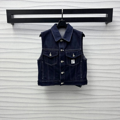Fendi 25C Embroidered Denim Vest 228894