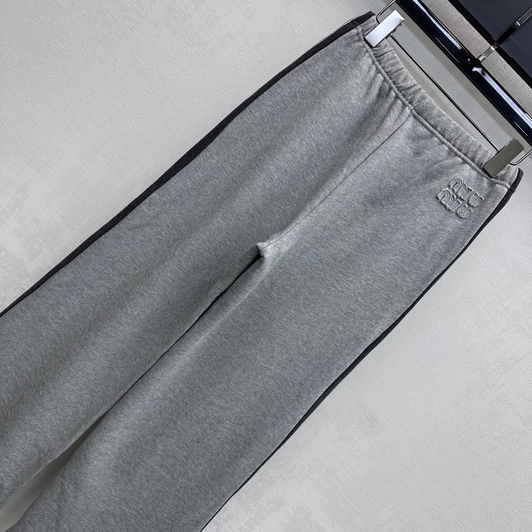 Miu Miu Fleece Pants Grey Cotton 341879