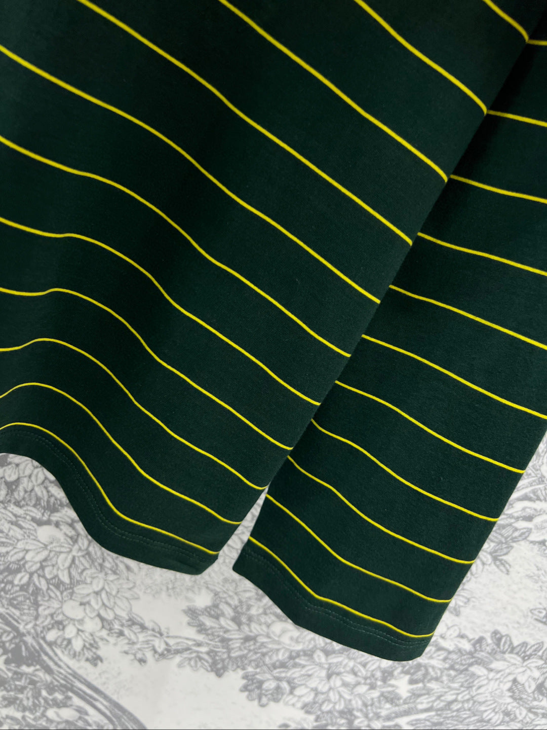 Miu Miu 25 Striped Long-sleeved T-shirt Green Cotton